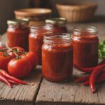 Аджика на зиму в стеклянных банках на кухонном столе