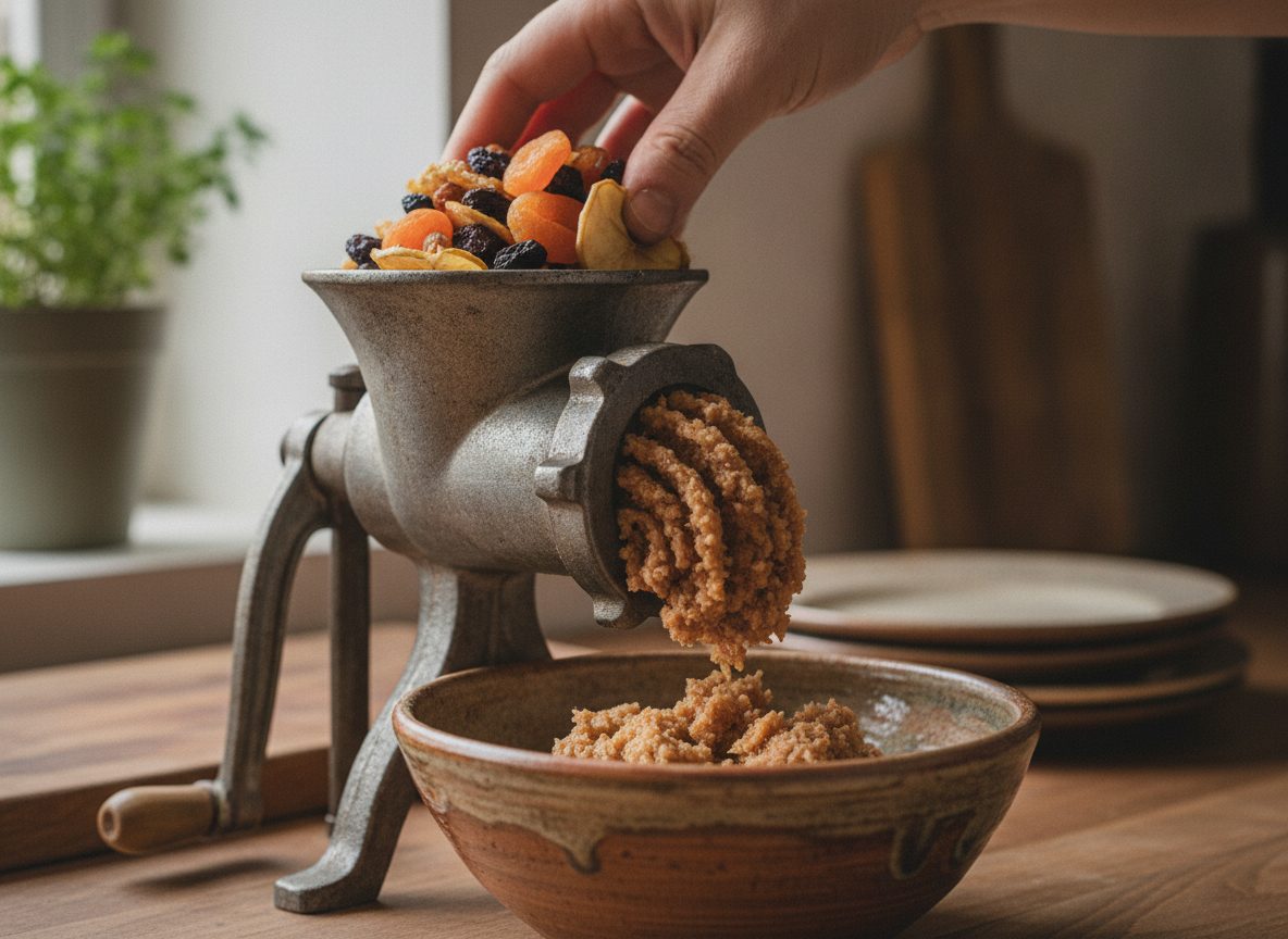 Сухофрукты и лимон пропущены через мясорубку