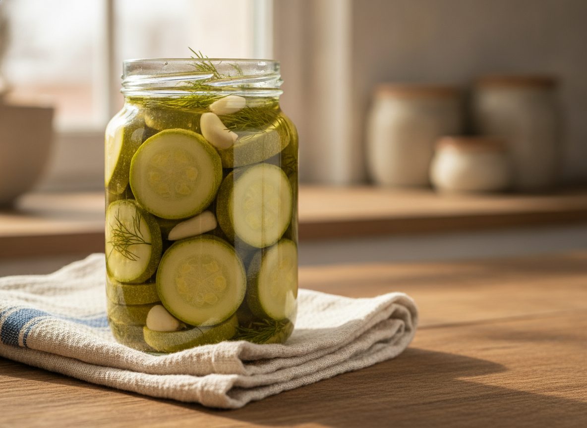 Кабачки кружками с укропом и чесноком в банке